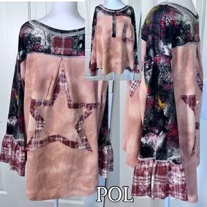 POL Star Oversized Flared Sleeve Boho Comfy Top Sz Small but could fit M / L too